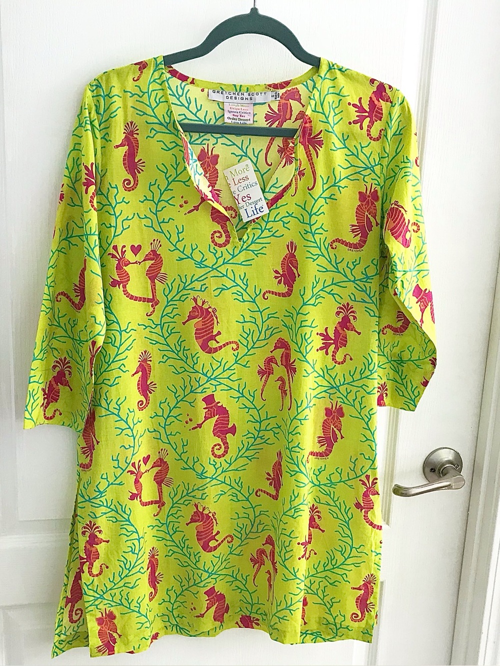 Gretchen Scott Designs Seahorse Cotton Tunic CoverUp, SzS, NWT